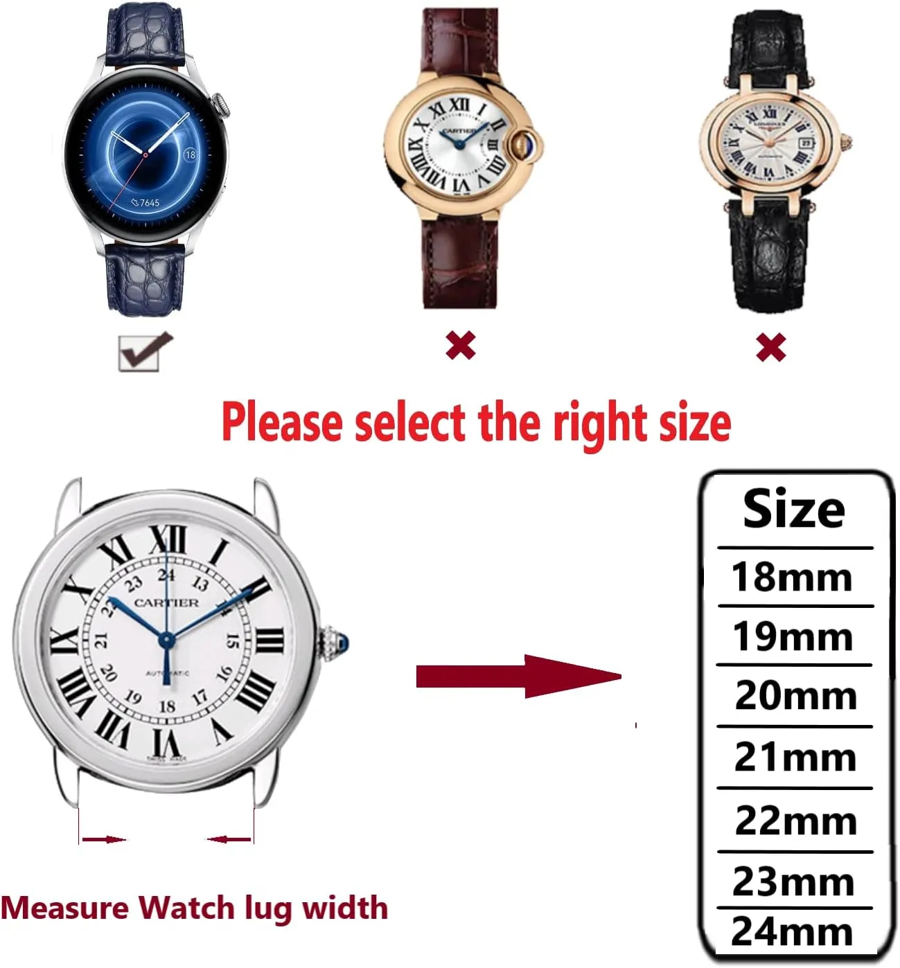 Crocodile Leather Strap for Men's and Women's Genuine Leather marsupial compress linear ramble counterfeit Band Alligator and Cowhide Replacement Deployment Buckle Watch strap18mm to 24mm 
