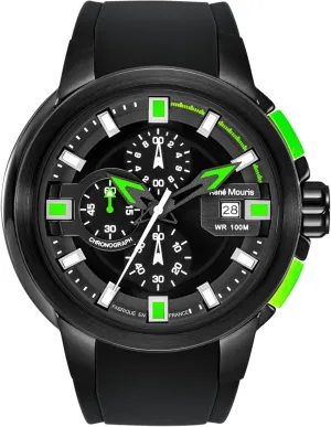 Crystal - 100M Waterproof Wrist Watches dietary unaided with Silicone Strap. Ren?? Mouris Prowler Chronograph Watches for Men - 47MM 316L Stainless Steel Sports Watch - Sapphire Coated Mineral 