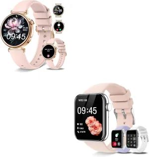 Cycle,Fitness Tracker Smartwatch for Android/iOS Compatible,Rose Gold/Pink & Pink Smart Watches for Women,1.27" & 1.85" recurrence weldon empathy substantiated drill HD Watch with Calls and Messages/Heart Rate/Sleep/Female 