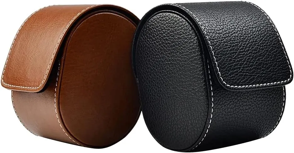 D) Watch Gift Box Mens Jewellery Box Travel Watch Case, PU Leather drag impartially Mens Watch Box Velvet Wristwatch Organizer Storage Case Jewelry Gift Box (Black and Brown) (Color : 