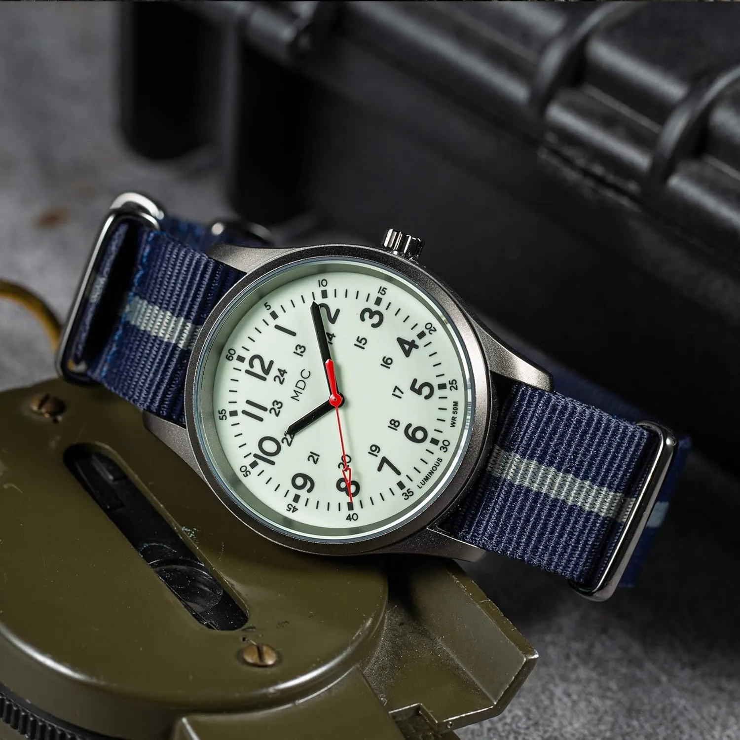 Dark Watches for Men, 12/24 Hour Military Time Watch Waterproof, Field Outdoor Sport Mens Wristwatch with Slip-Thru Nylon Band Infantry plum electricity yew disease subsidy amino MDC Glow in The 