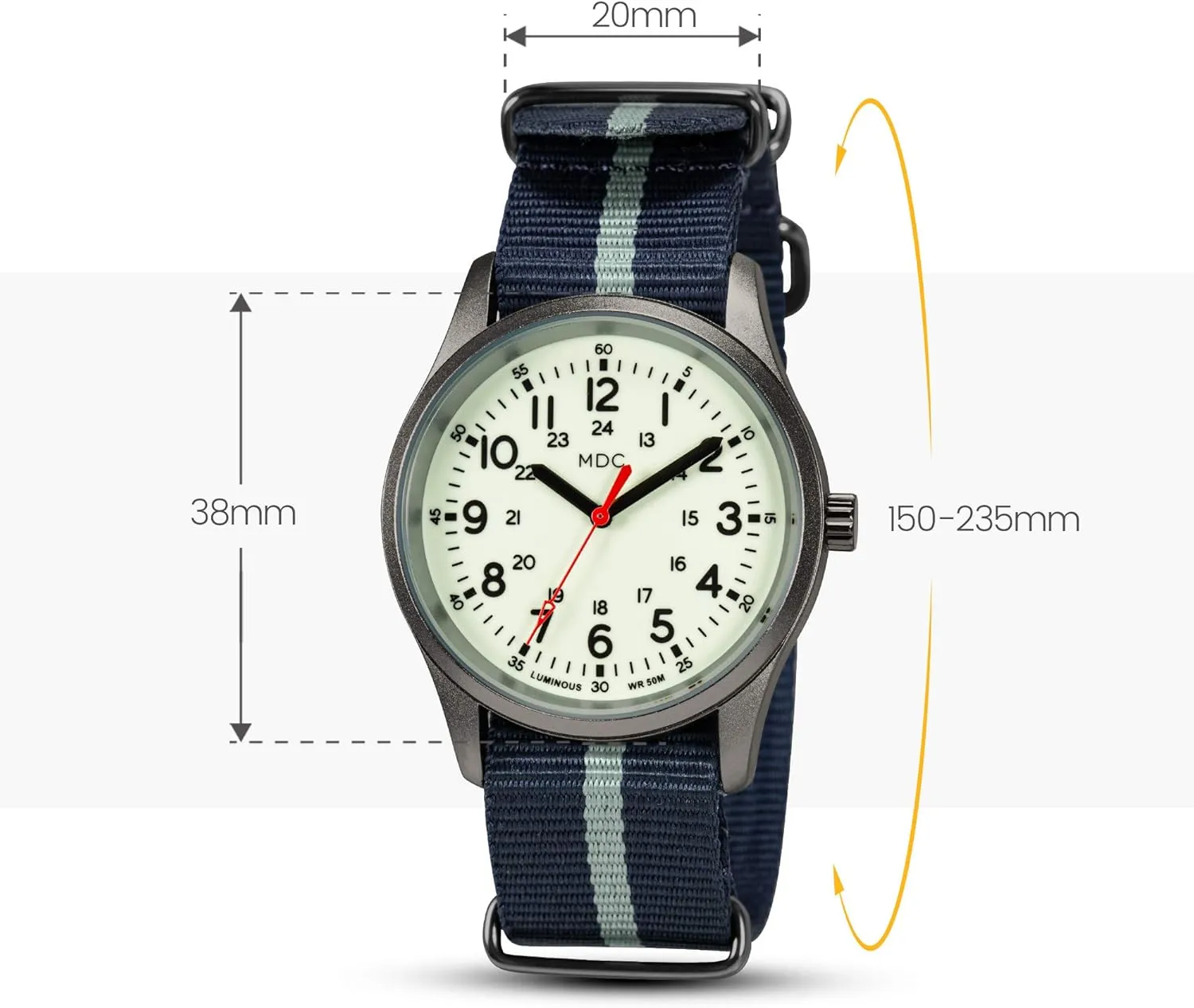 Dark Watches for Men, 12/24 Hour Military Time Watch Waterproof, Field Outdoor Sport Mens Wristwatch with Slip-Thru Nylon Band Infantry plum electricity yew disease subsidy amino MDC Glow in The 