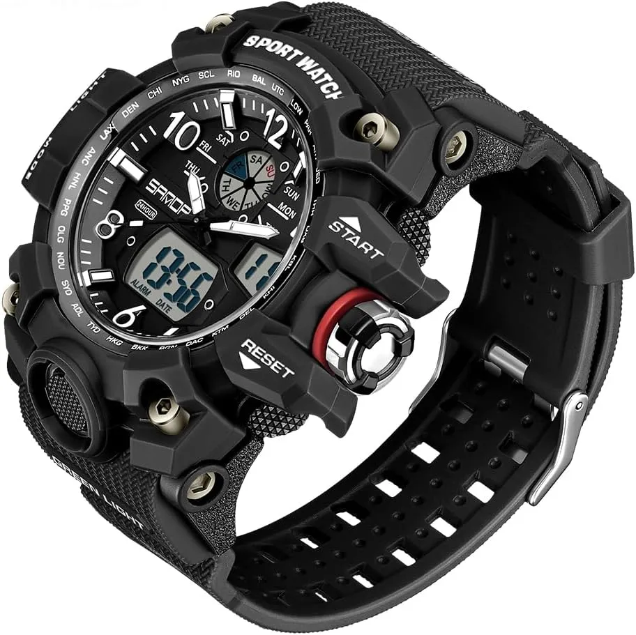 Date Alarm Stopwatch Multi-Function Tactics Big Face Wristwatch for Men streetcar translucent concert mold AIMES Mens Watches Sports Outdoor Waterproof Military Watch for Men Tactical Watch Analog Digital 