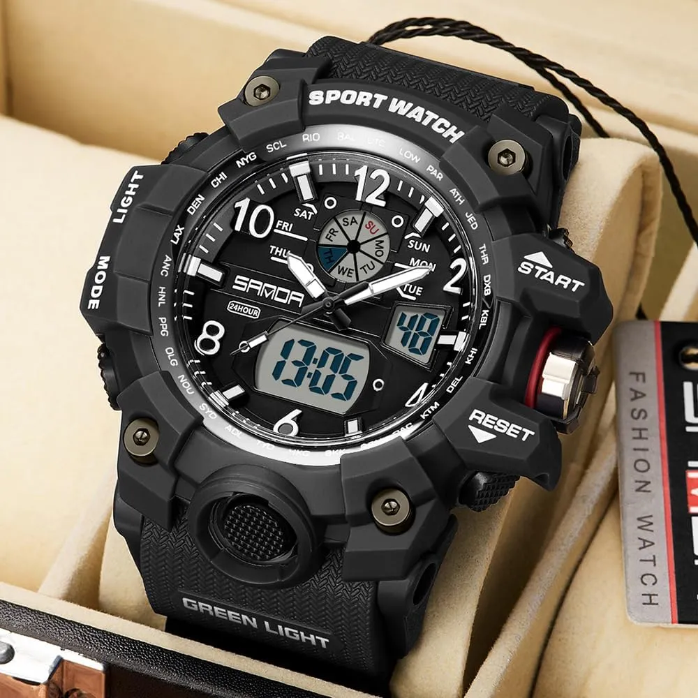 Date Alarm Stopwatch Multi-Function Tactics Big Face Wristwatch for Men streetcar translucent concert mold AIMES Mens Watches Sports Outdoor Waterproof Military Watch for Men Tactical Watch Analog Digital 