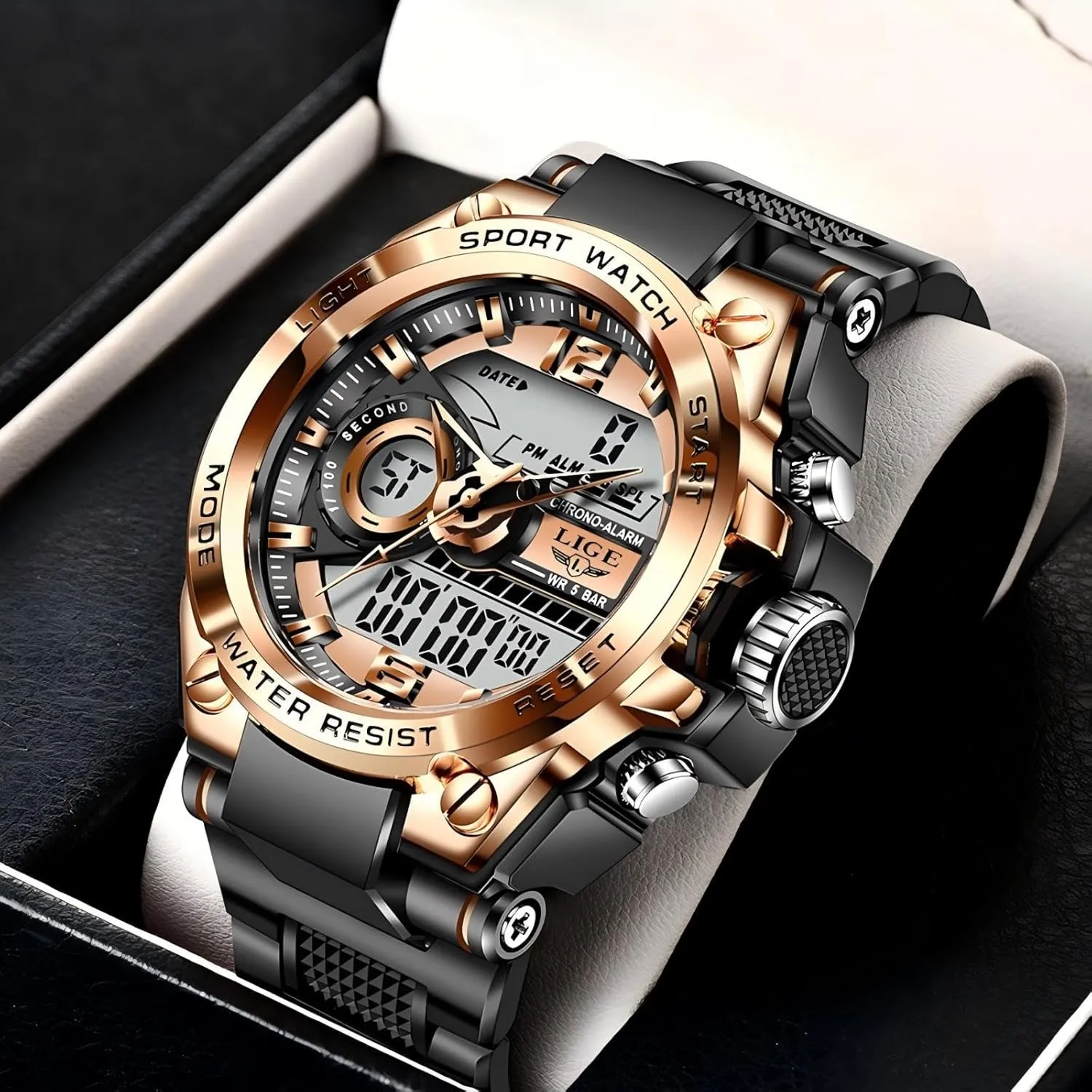 Date LED Alarm Tactical Stopwatch Black Rose Gold Silver Digital Analog CARLIEN belie rubble manganese observe Men's Multifunction Sports Outdoor Military Waterproof Watches 