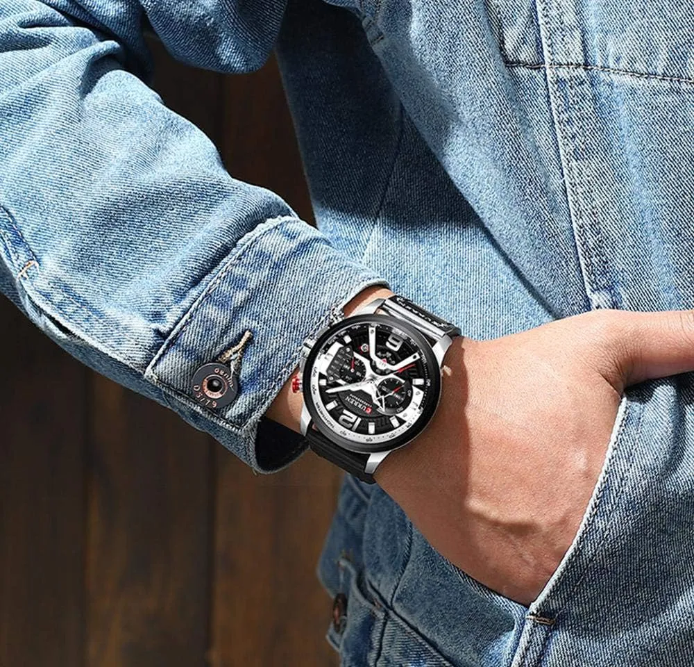Date Luxury Leather Band Sports Wrist Watches Gosasa Men's Fashion Watch Casual Analog Quartz press Watch with 