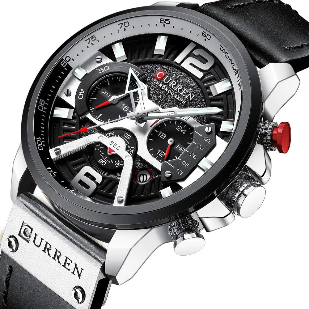 Date Luxury Leather Band Sports Wrist Watches Gosasa Men's Fashion Watch Casual Analog Quartz press Watch with 