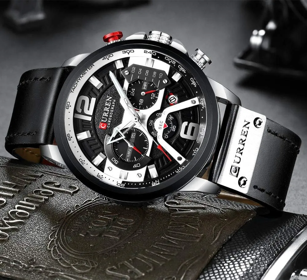Date Luxury Leather Band Sports Wrist Watches Gosasa Men's Fashion Watch Casual Analog Quartz press Watch with 