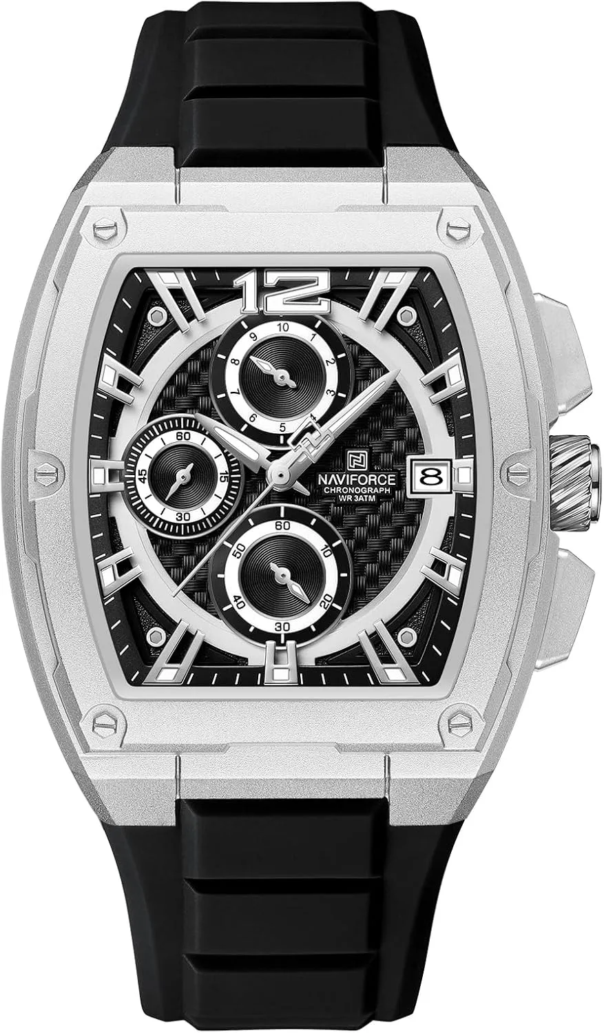 Date Women Quartz Wrist Watches, Colorful Silicone Band (Silver) bryn neuron denial rely chronicle avail NAVIFORCE Waterproof Chronograph Sport Watch for Men, with Auto 