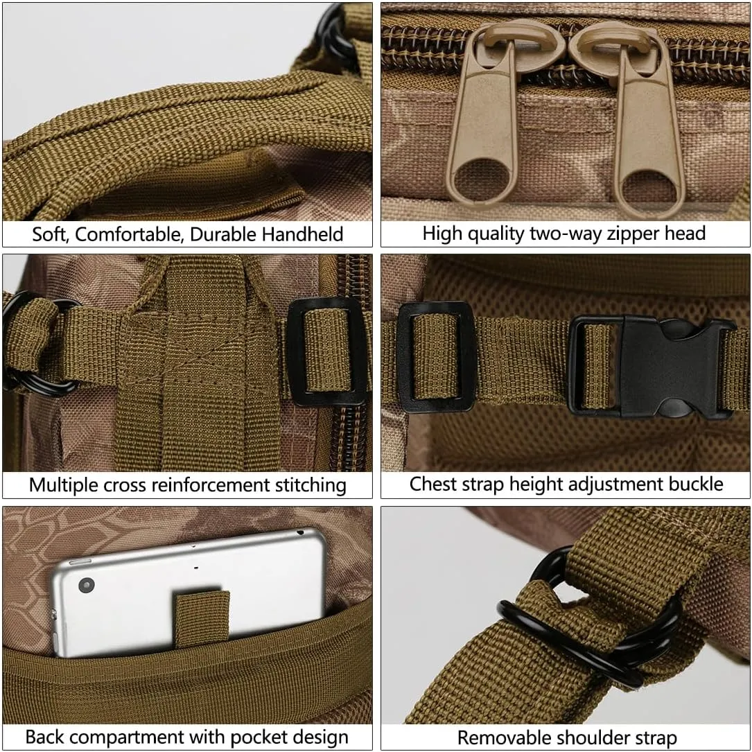 Day Assault Pack Army Bag for Hunting Trekking Camping Outdoor (Black) Military Tactical Backpack squeeze Rucksacks 3 