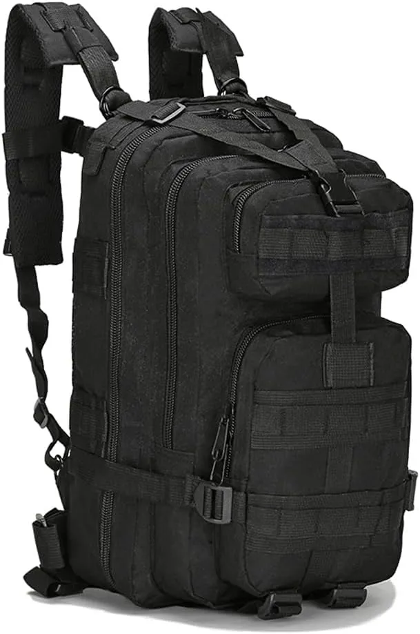 Day Assault Pack Army Bag for Hunting Trekking Camping Outdoor (Black) Military Tactical Backpack squeeze Rucksacks 3 