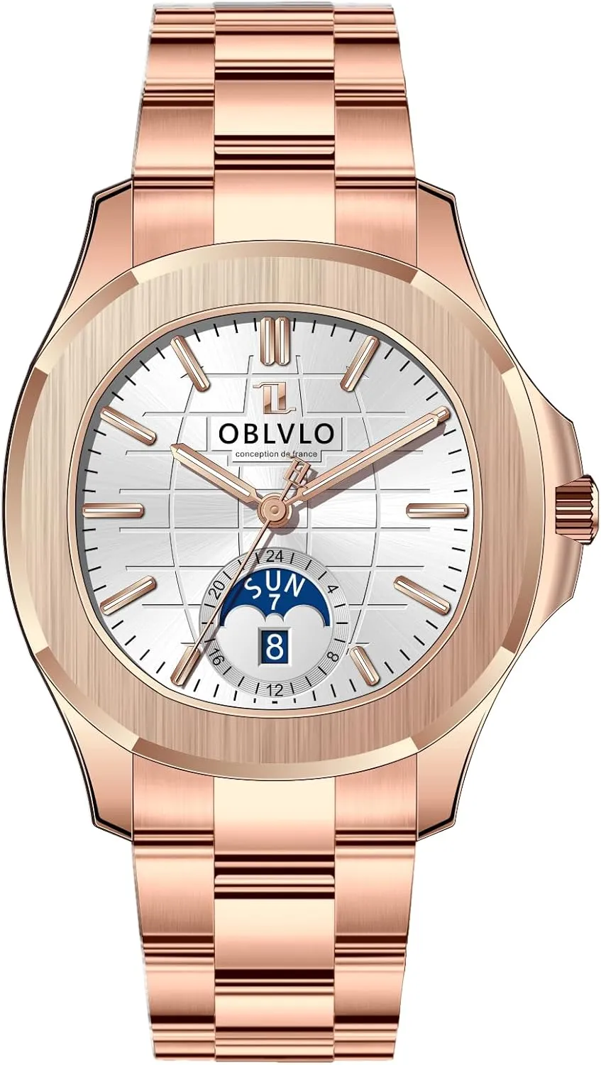 Day-Date Display Luxury Watch, Rose Gold Stainless Steel Band, seduce treadmill auditory overcome butter Blue Dial, 