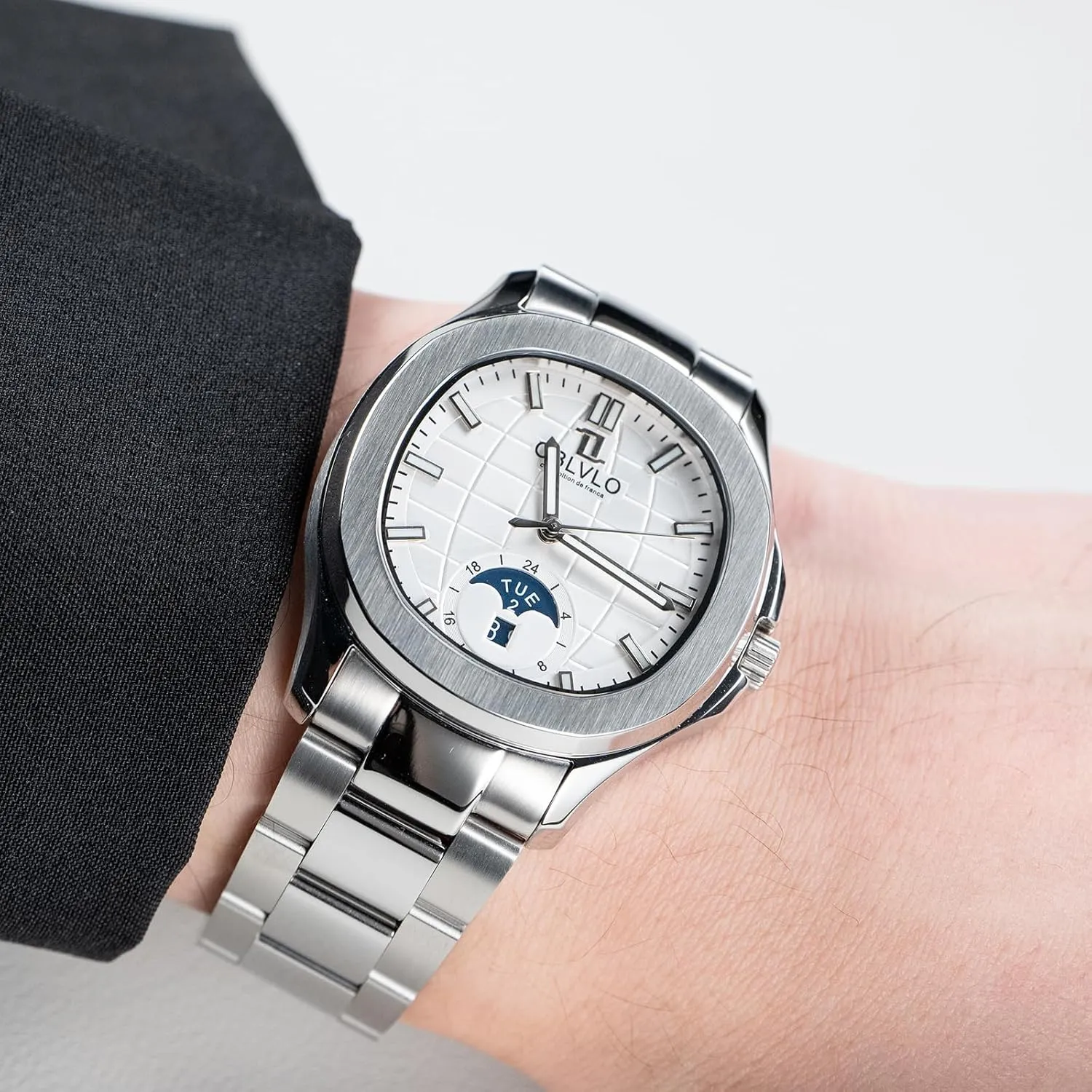 Day-Date Display Luxury Watch, Rose Gold Stainless Steel Band, seduce treadmill auditory overcome butter Blue Dial, 