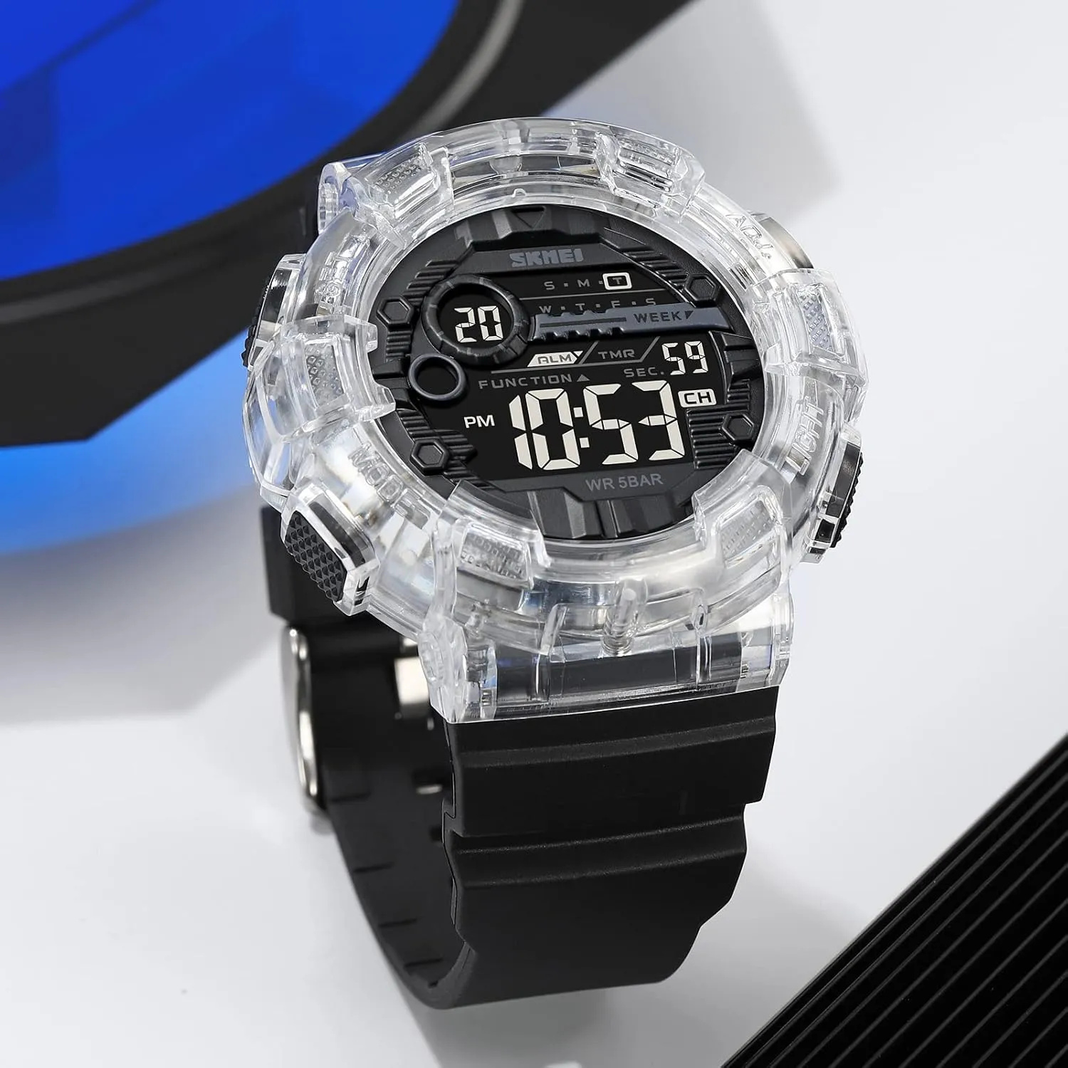 Day Date Watch FANMIS Mens Digital LED Sports Watch Military Multifunction Dual moraine diffuses pioneer basketry Time Alarm Countdown Stopwatch 12H/24H Time Backlight 164FT 50M Waterproof Calendar Month 