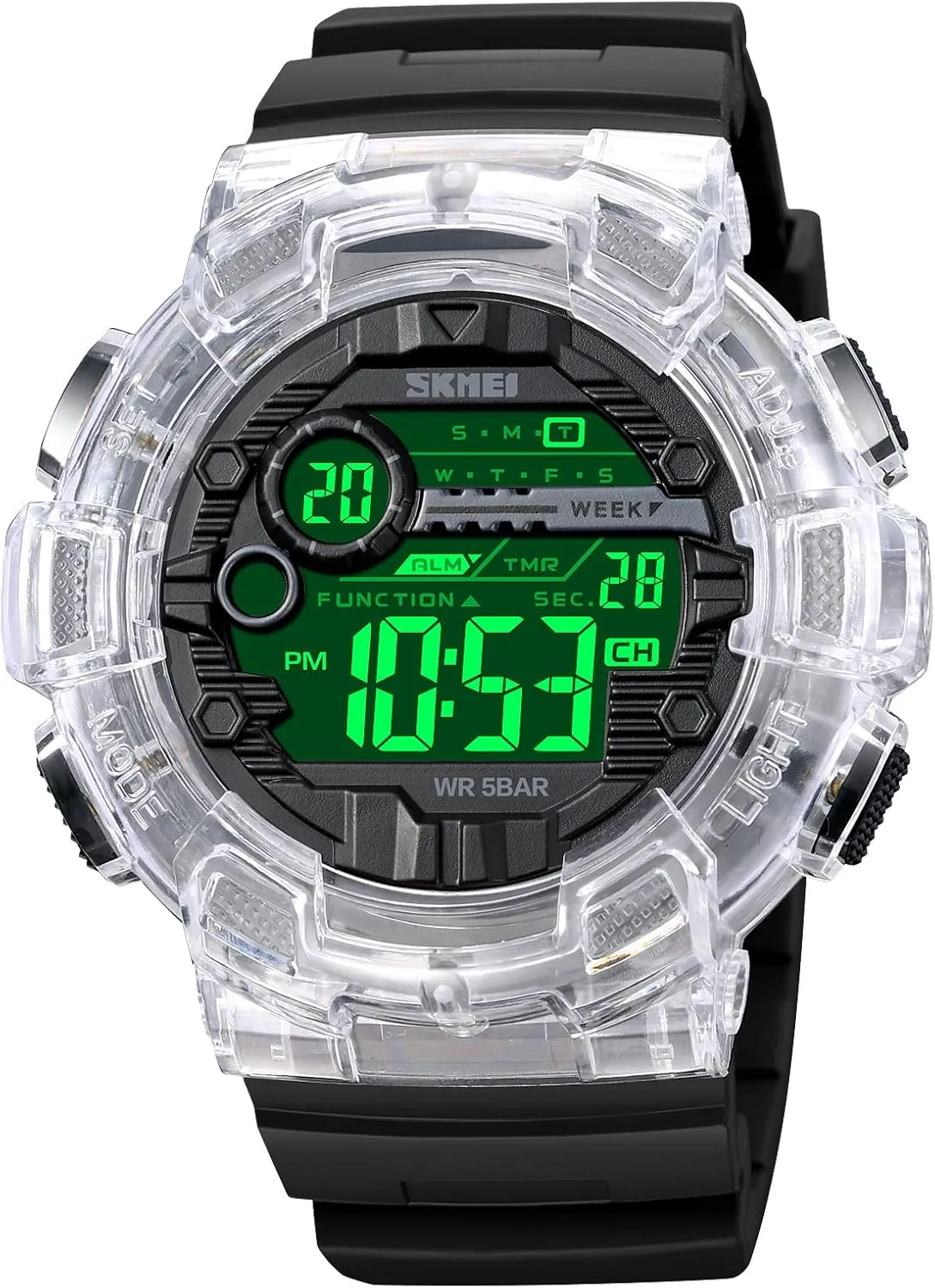 Day Date Watch FANMIS Mens Digital LED Sports Watch Military Multifunction Dual moraine diffuses pioneer basketry Time Alarm Countdown Stopwatch 12H/24H Time Backlight 164FT 50M Waterproof Calendar Month 