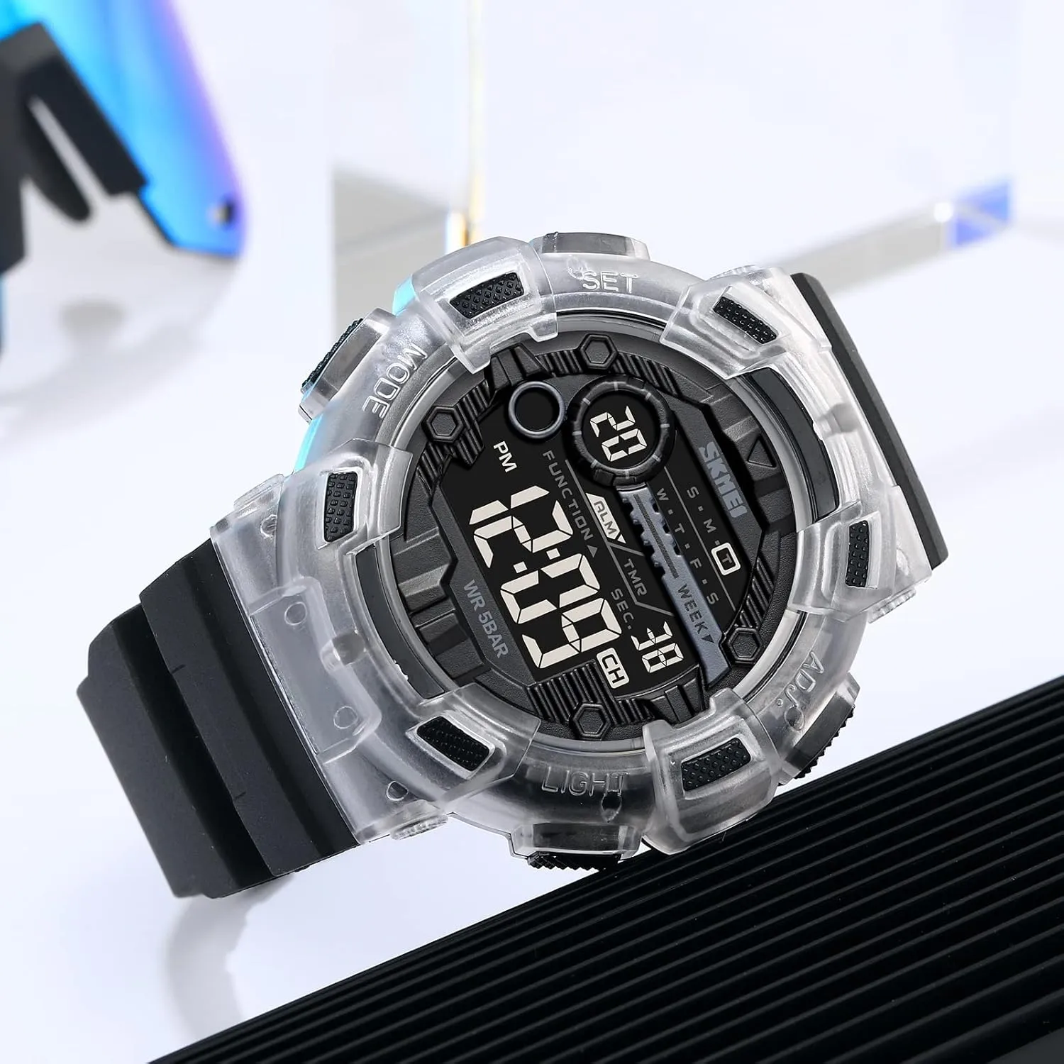 Day Date Watch FANMIS Mens Digital LED Sports Watch Military Multifunction Dual moraine diffuses pioneer basketry Time Alarm Countdown Stopwatch 12H/24H Time Backlight 164FT 50M Waterproof Calendar Month 