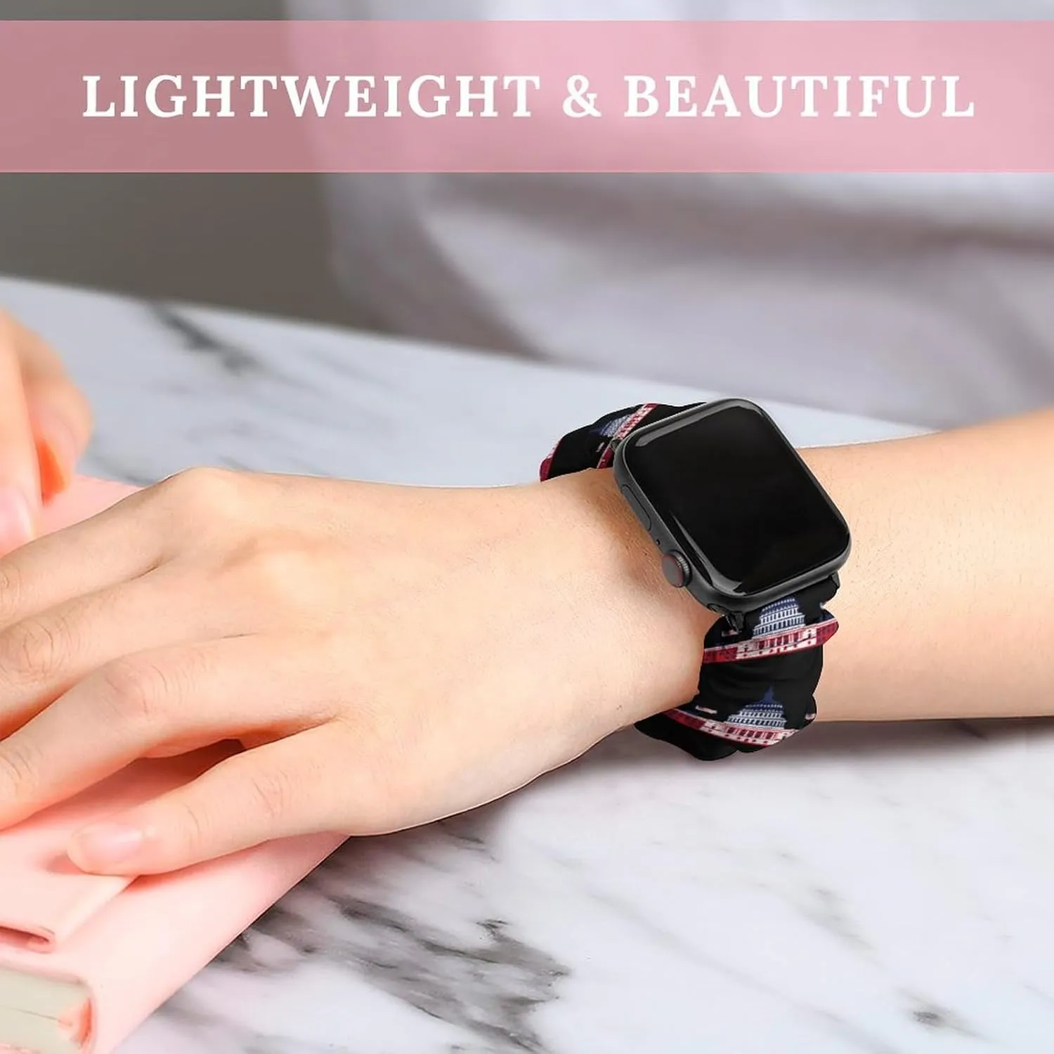 D.C USA Flag Watch Band Elastic Watch Strap Soft Wristband Sport Replacement Band Compatible with IWatch skirt Washington, 