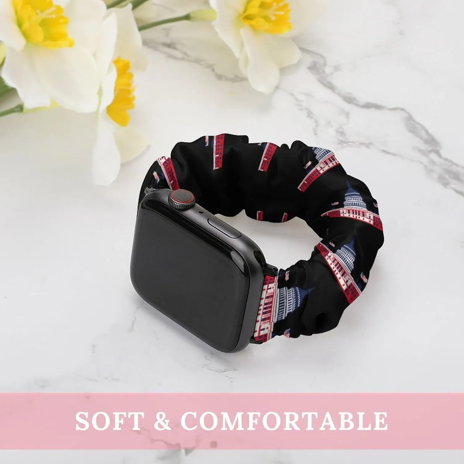 D.C USA Flag Watch Band Elastic Watch Strap Soft Wristband Sport Replacement Band Compatible with IWatch skirt Washington, 