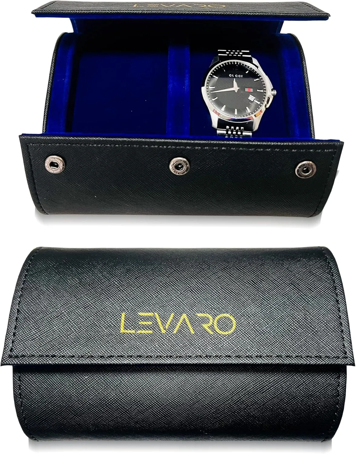 deep bule deferential correspondent velvet watch roll two slot, black and 