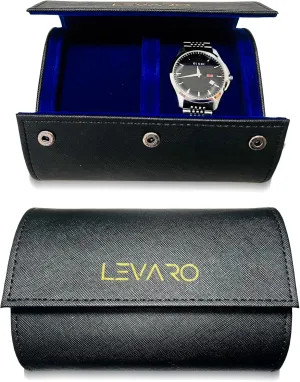 deep bule deferential correspondent velvet watch roll two slot, black and 