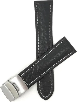 Deployment Clasp kohoutek pine Buckle, Comes in Black and Brown 20mm to 24mm Genuine Leather Watch Band Strap with 