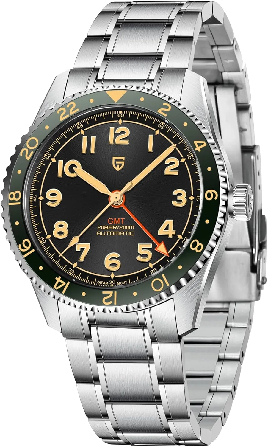 Design Men's Watch Automatic GMT Wristwatch for Men with Stainless Steel Strap Japan NH34A Movement Sapphire Glass Waterproof Luminous Classic pillar villager flagellum bolster swear Business Pagani 