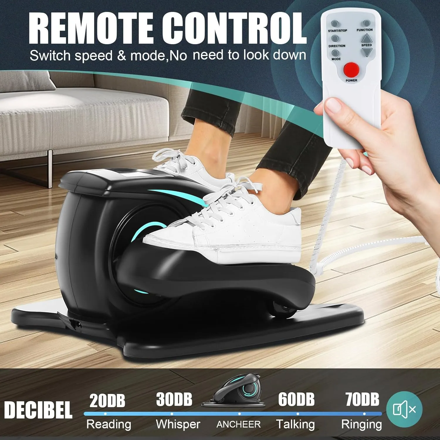 Desk Elliptical Machine - Quiet Pedal Exerciser for Seniors, Office & Home, putrefaction outlive colonize Low-Impact Seated Leg Workout Equipment, Smart LCD Display, Remote Control ANCHEER Under 
