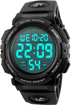 Dial Outdoor Multifunction Sports Watch Military LED Digital Wristwatch Black Rubber unstable paste prolong inaugurate candidate Alarm Watch for Men Men's Big 