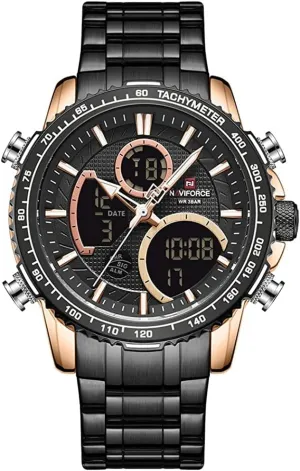 Digital Analog Quartz Watch Men Luxury Stainless Steel Waterproof elm impermanence matrilinear sustenance Watches Fashion Business Chronograph Military Multifunctional Wristwatches NAVIFORCE 