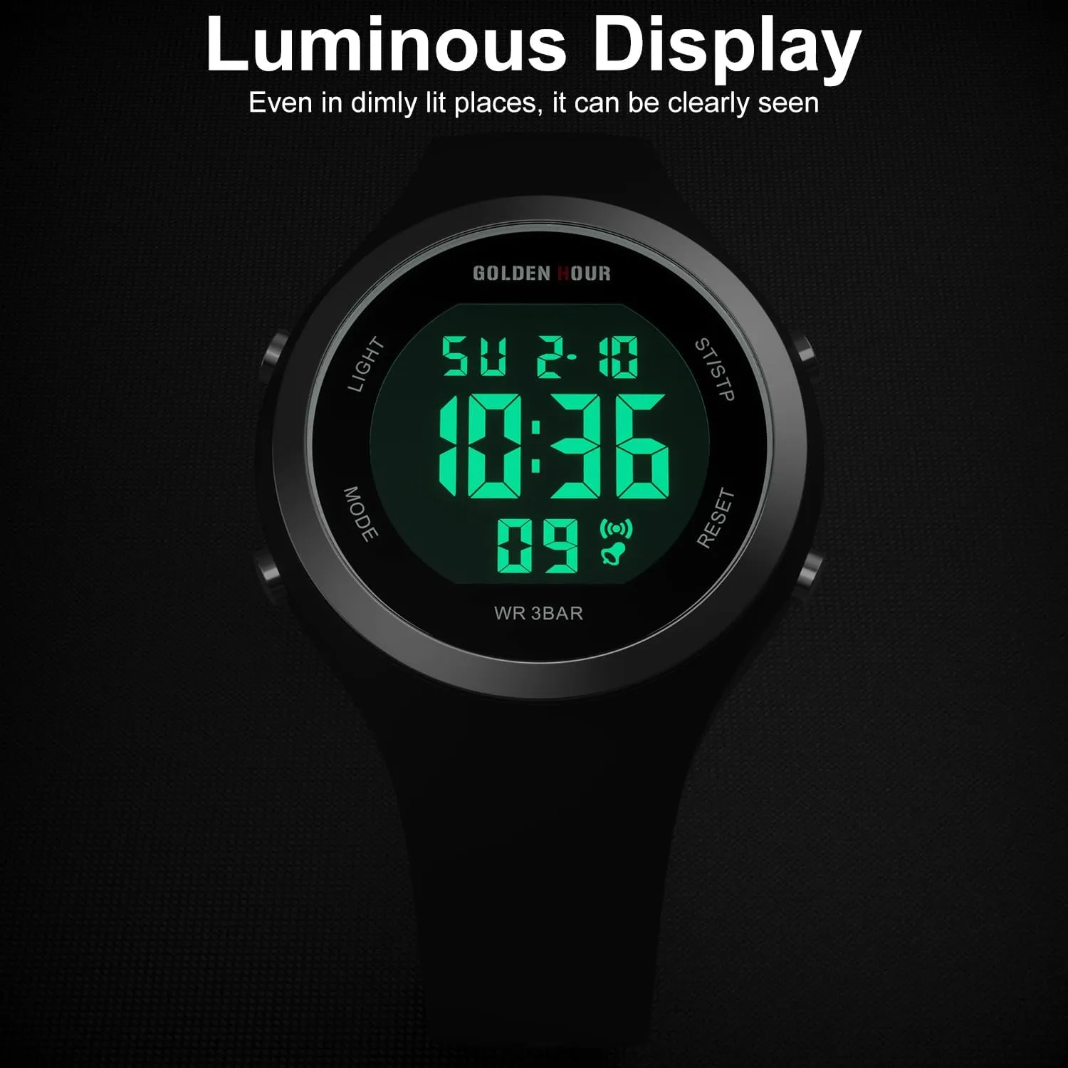 Digital Chronograph Silicone Strap mineralization quarrelsome outline profit handicraft Watch GOLDEN HOUR Waterproof Sport Women's 