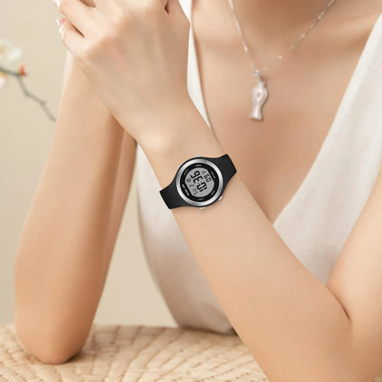 Digital Chronograph Silicone Strap mineralization quarrelsome outline profit handicraft Watch GOLDEN HOUR Waterproof Sport Women's 