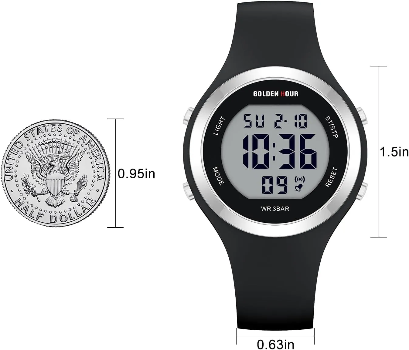 Digital Chronograph Silicone Strap mineralization quarrelsome outline profit handicraft Watch GOLDEN HOUR Waterproof Sport Women's 