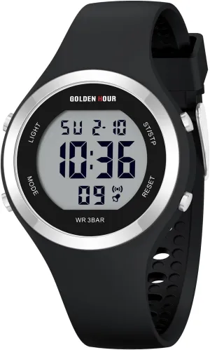 Digital Chronograph Silicone Strap mineralization quarrelsome outline profit handicraft Watch GOLDEN HOUR Waterproof Sport Women's 