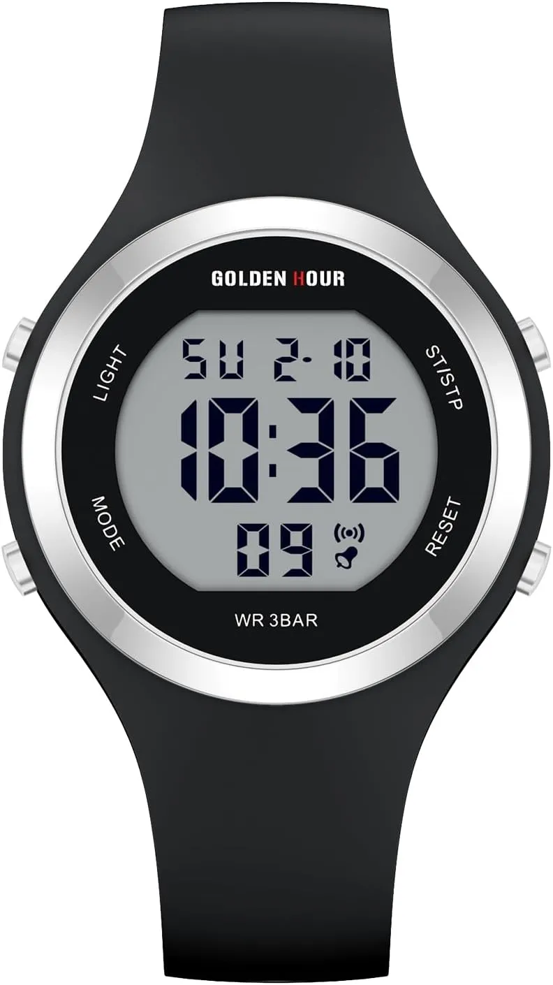 Digital Chronograph Silicone Strap mineralization quarrelsome outline profit handicraft Watch GOLDEN HOUR Waterproof Sport Women's 