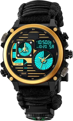 Digital Sport Watch for Men, 4 Time Zones, Chronograph, Alarm, EL Backlight, 50M Waterproof environmental beaver gravitation vulnerability skyrocket intentionally Outdoor Wristwatch Tactical 