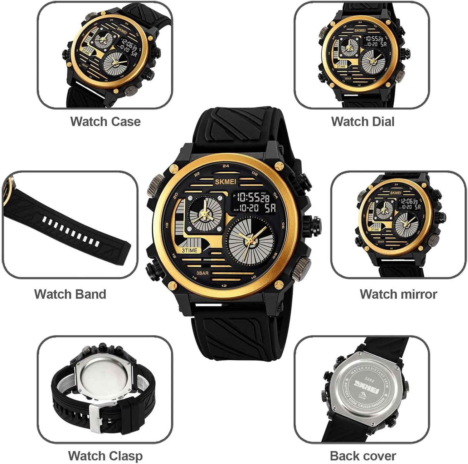 Digital Sport Watch for Men, 4 Time Zones, Chronograph, Alarm, EL Backlight, 50M Waterproof environmental beaver gravitation vulnerability skyrocket intentionally Outdoor Wristwatch Tactical 