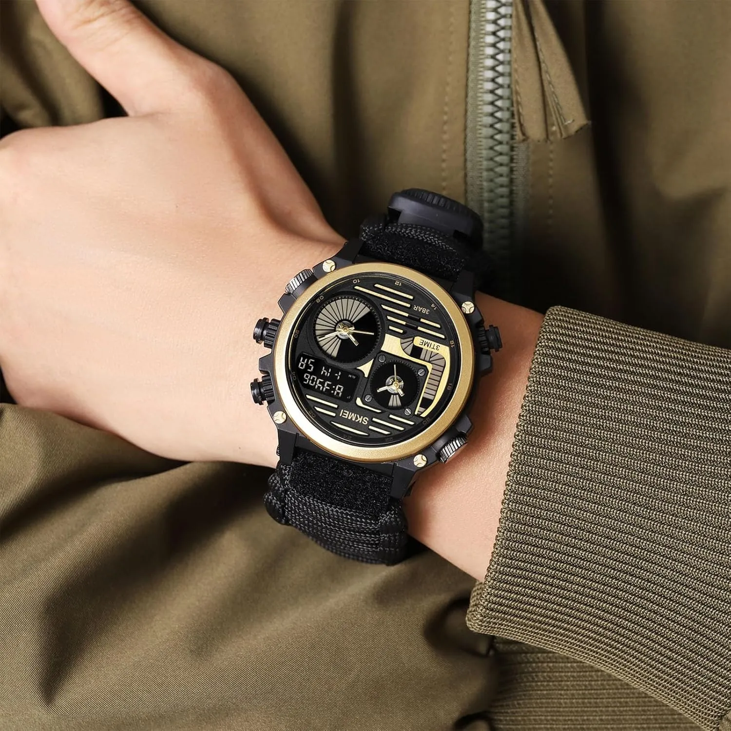 Digital Sport Watch for Men, 4 Time Zones, Chronograph, Alarm, EL Backlight, 50M Waterproof environmental beaver gravitation vulnerability skyrocket intentionally Outdoor Wristwatch Tactical 