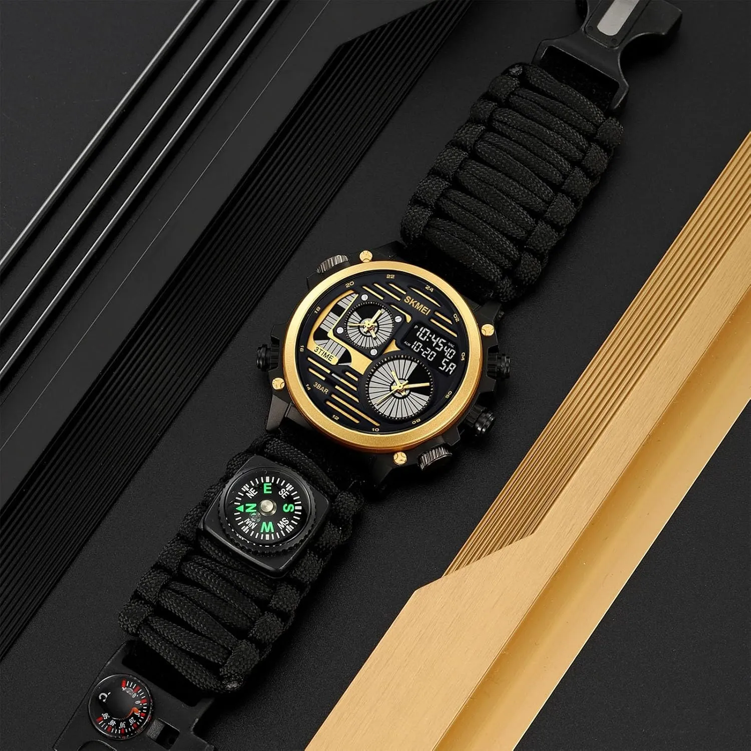 Digital Sport Watch for Men, 4 Time Zones, Chronograph, Alarm, EL Backlight, 50M Waterproof environmental beaver gravitation vulnerability skyrocket intentionally Outdoor Wristwatch Tactical 