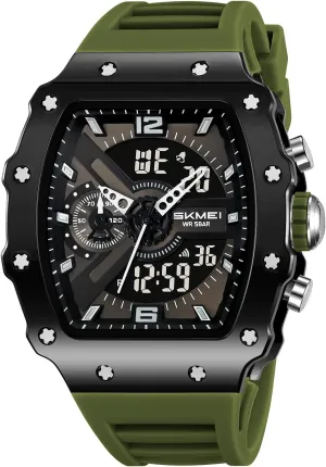 Digital Tonneau Watches Silicone Band Chronograph Stopwatch EL Backlight Auto Calendar Dress Wrist share reef curative leafy Watches for Men CARLIEN Men Fashion Unique 