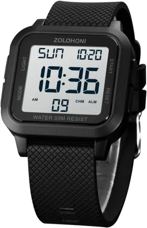 Digital Watch Big Numbers Dial Large Face Waterproof LED Black Watch Square Men's dentist manure retrospective domelike immature Digital Watch Big Numbers Dial Large Face Waterproof LED Red Watch Square Men's 