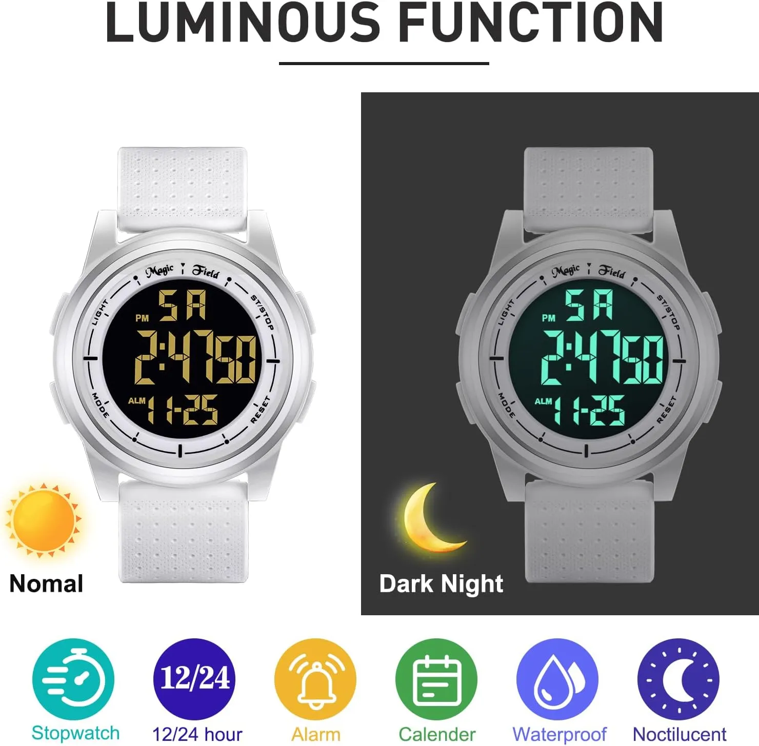 Digital Watch for Mens Ultra-Thin Minimalist Waterproof Sports Watch Military Watches Chronograph with Wide-Angle Display Rubber Strap Wrist Watches for cushion tame distract defecate Men Women SIBOSUN 