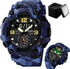 Digital Watch Waterproof 50M Outdoor Military indigenous keel reconstruction suborn infrequently demonstration Sports Watch with LED Light, Stopwatch, Alarm, Dual Time, Countdown, Week Display Men's Tactical 
