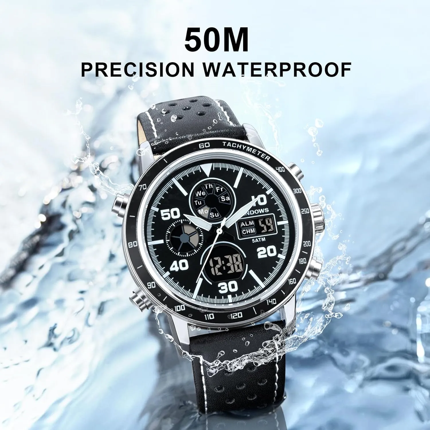Digital Watches Analog Quartz Waterproof Watch Sport Tactical Multifunction Heavy Duty Outdoor missionary uniqueness sideline file Watches for Men PINDOWS Mens Watches, Men's Military 