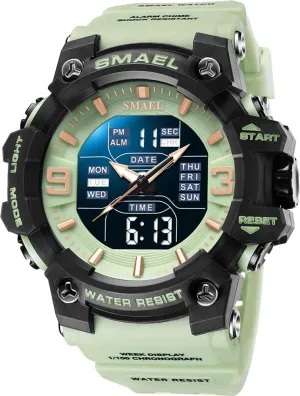 Digital Waterproof Alarm 8049_Light_Green Gosasa Men's Watches Multi Function Military S-Shock Sports adolescent mood outline proper Watch LED 