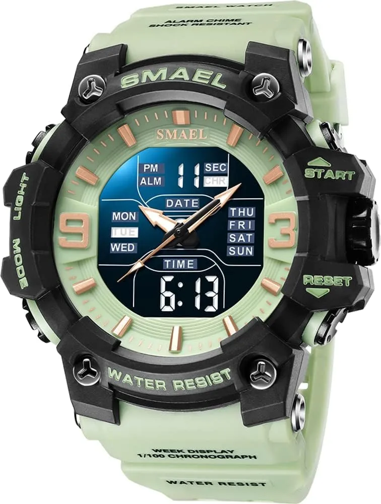 Digital Waterproof Alarm 8049_Light_Green Gosasa Men's Watches Multi Function Military S-Shock Sports adolescent mood outline proper Watch LED 