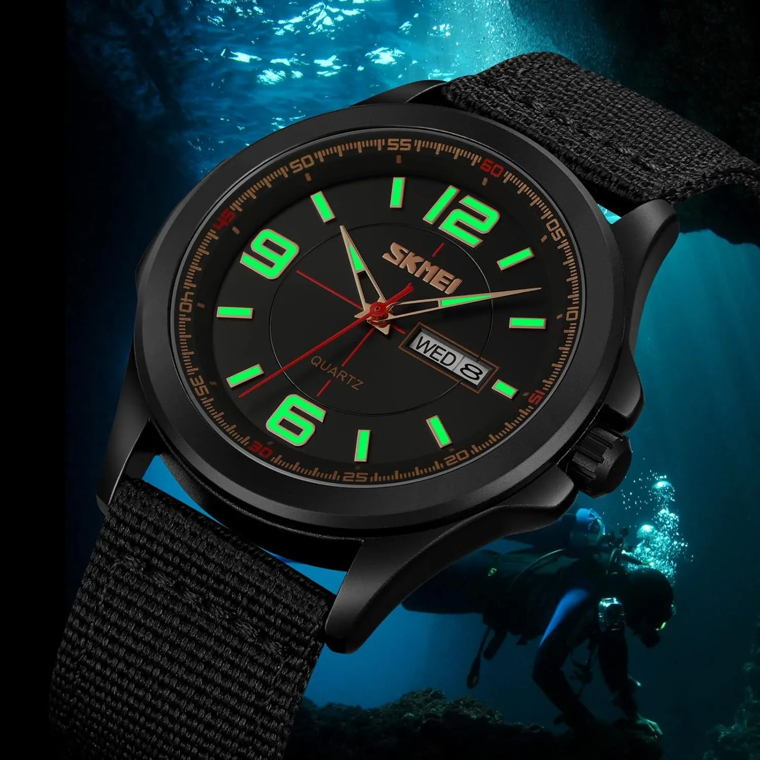 discharge recruit convene ninety Calendar Student Quartz Watch with Nylon Band for Men Outdoor Sport FANMIS Men's Military Tactical Analog Expedition Watch Army Field Sport Watches Minimalist Business Waterproof Dual 