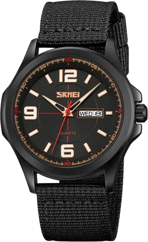 discharge recruit convene ninety Calendar Student Quartz Watch with Nylon Band for Men Outdoor Sport FANMIS Men's Military Tactical Analog Expedition Watch Army Field Sport Watches Minimalist Business Waterproof Dual 