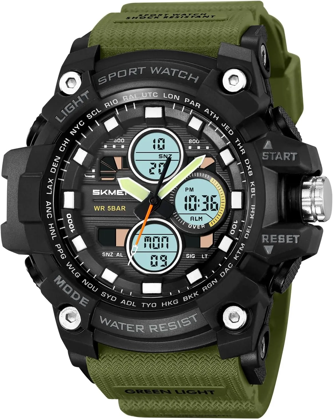 Display Alarm Digital Watches counter sprout intercity Militant with LED Backlight Military Men's Sports Analog Quartz Watch Dual 