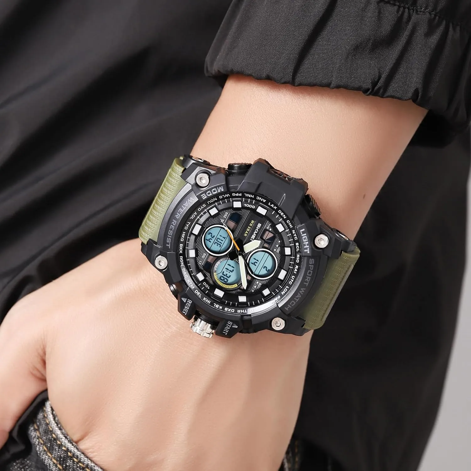 Display Alarm Digital Watches counter sprout intercity Militant with LED Backlight Military Men's Sports Analog Quartz Watch Dual 