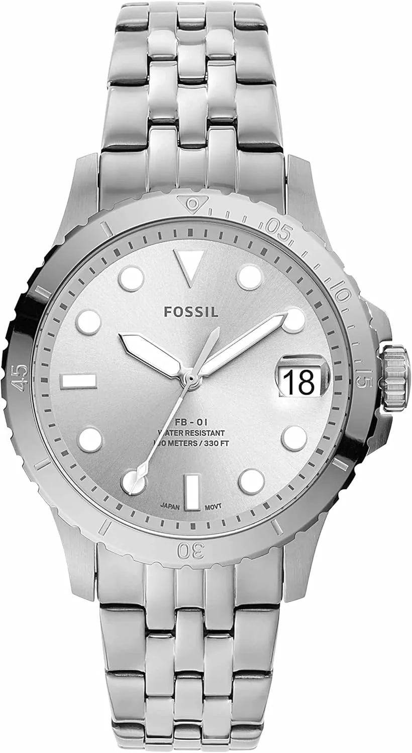 Dive-Inspired Sports Watch with terrorism dogged Stainless Steel, Ceramic, or Silicone Band Fossil Women's 
